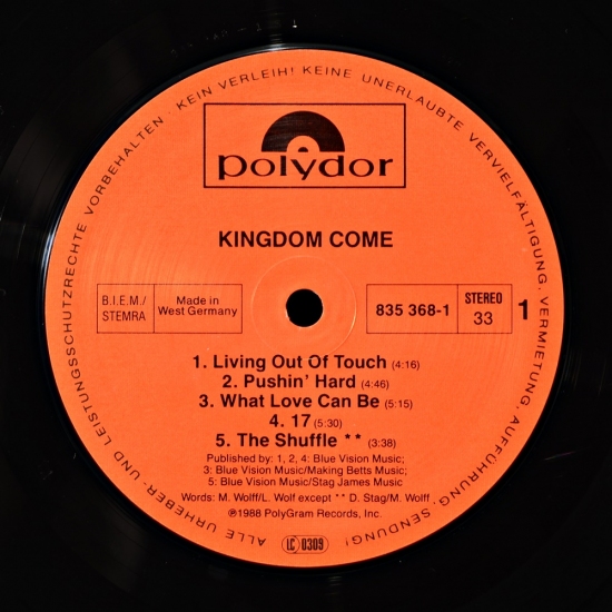 Kingdom Come - Kingdom Come 835 368-1, KCLP 1 LP Album | BLACK VINYL ...