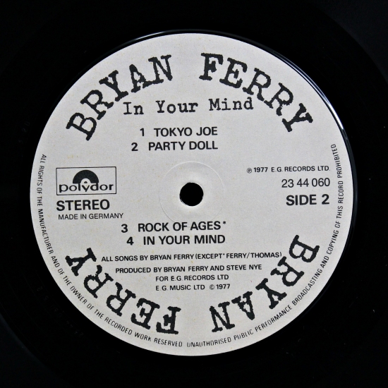 Bryan Ferry ‎- In Your Mind 2344 060 LP Album | BLACK VINYL BAZAR Brno